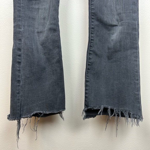 Madewell Women’s Denim Jeans Cali Demi Boot Distressed Hem Button Fly Charcoal - Picture 7 of 12